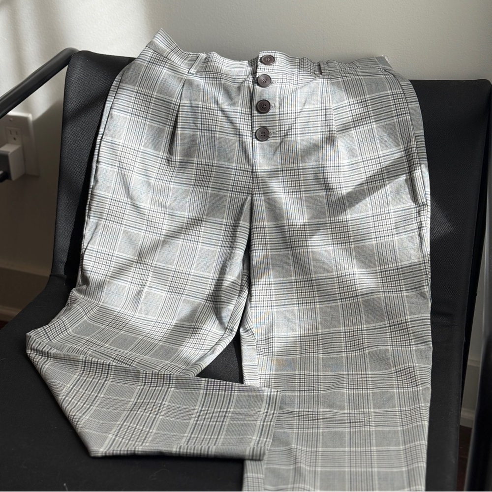 ZARA Plaid High-Waisted Trousers | Size M